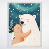Polar Bear Arctic Wall Art for Nursery, Playroom or Kids Bedrooms - Cozy Polar Bear Hug in Whimsical Winter Wonderland - Winter Warmth
