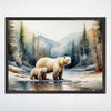 Polar Bear and Cub Wall Art for Nursery, Playroom or Kids Bedrooms - Watercolor Arctic Wildlife Decor - Polar Pals