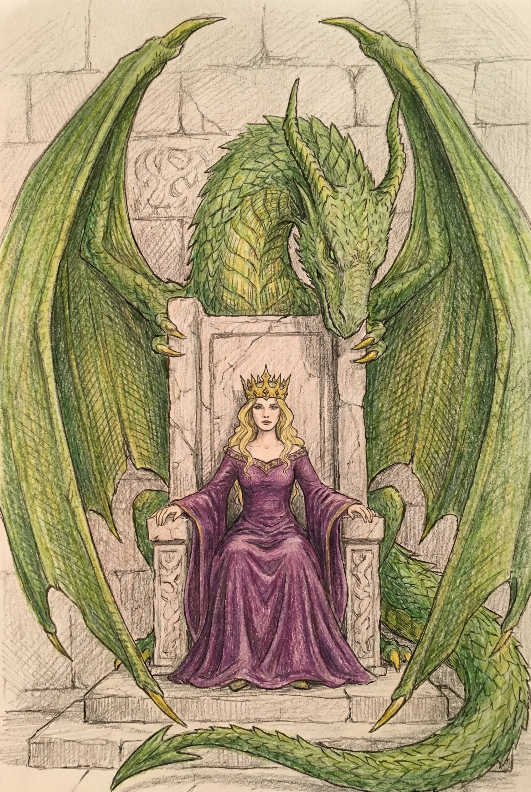 Queen And Dragon Wall Art - Royal Dragon Guardian