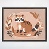 Woodland Friends Raccoon Wall Art for Nursery, Playroom or Kids Bedrooms - Neutral Forest Decor - Forest Bandit