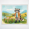 Raccoon Picnic Wall Art for Nursery, Playroom or Kids Bedrooms - Whimsical Outdoor Adventure - Raccoon Refreshment