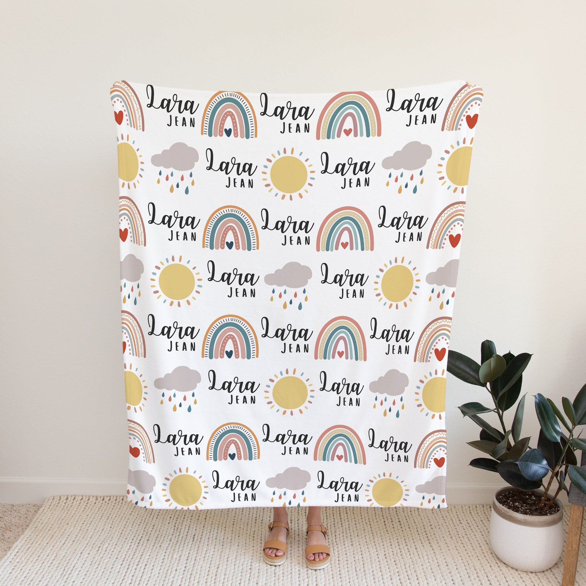 Rainbow Personalized Blanket for Babies and Kids