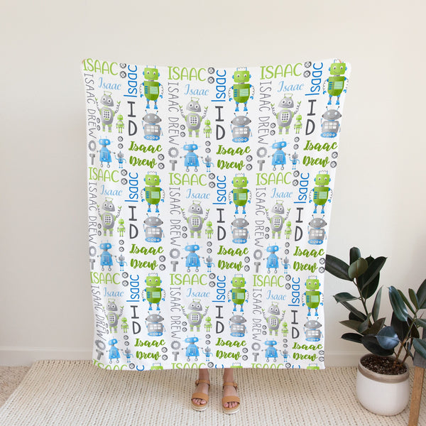 Robots Personalized Blanket for Babies and Kids