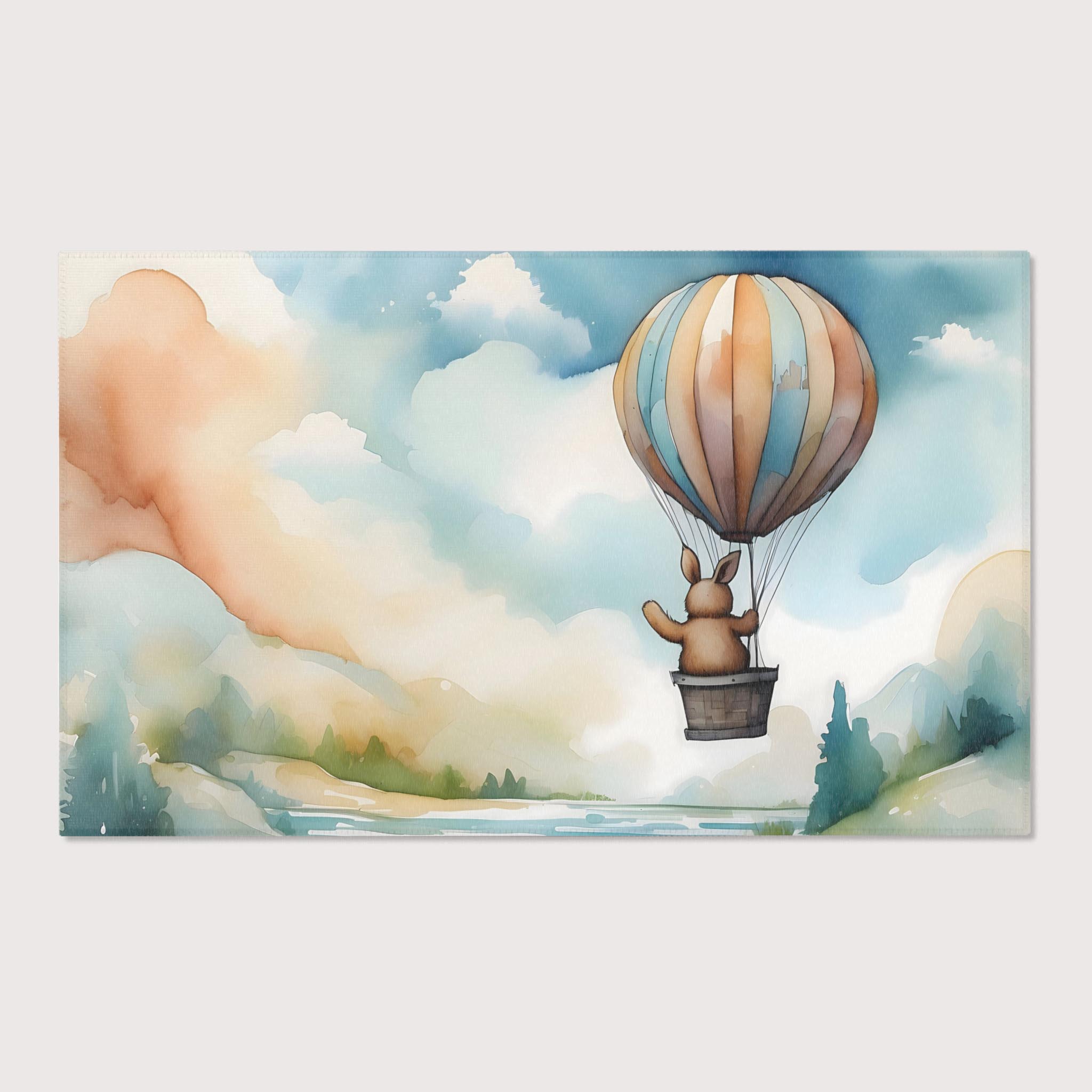 Hot Air Balloon Area Rug for Kids and Nursery Rooms - Cottontail Cloud Tour