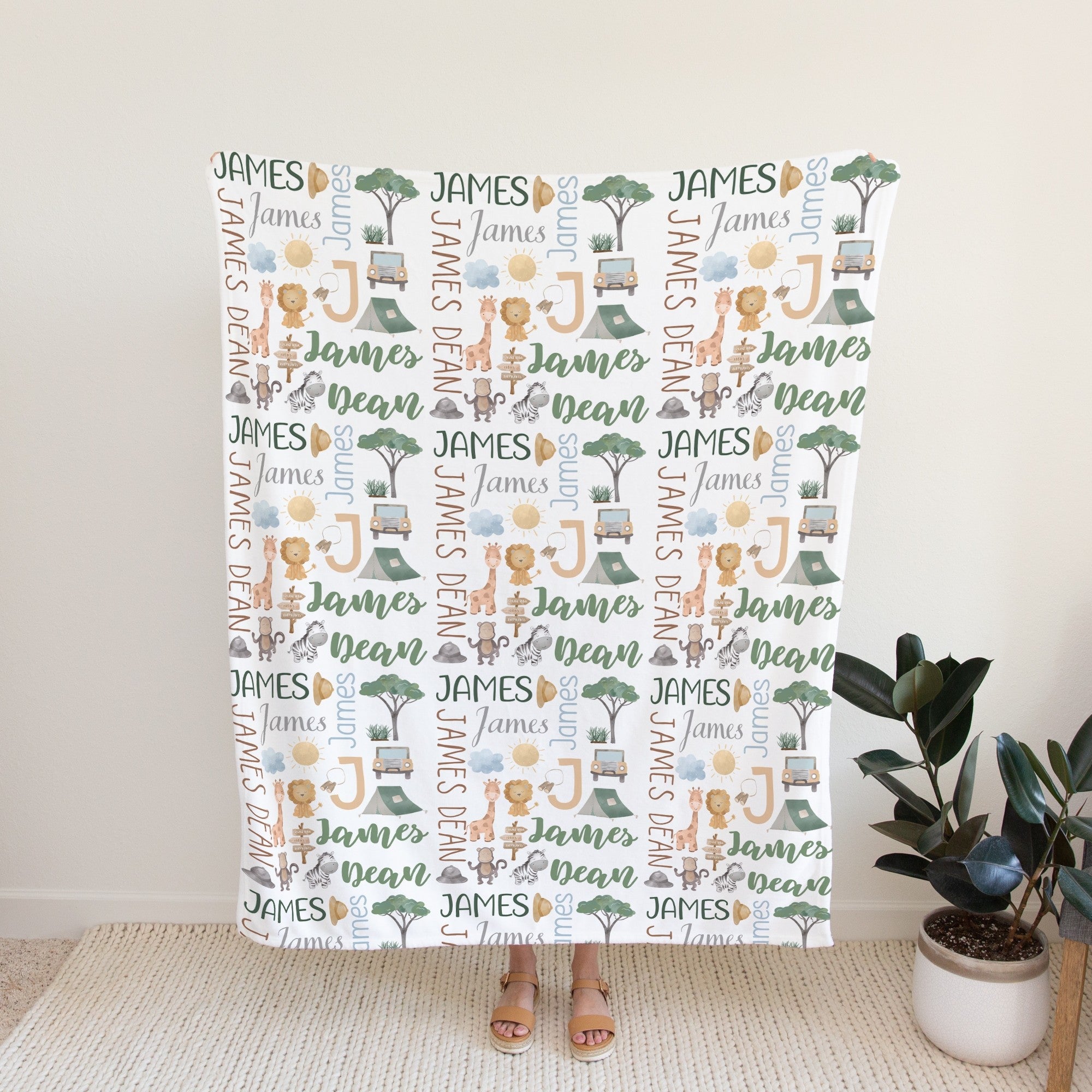 Safari Personalized Blanket for Babies and Kids