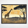 Safari Wall Art for Nursery, Playroom or Kids Bedrooms - Giraffe and Zebra in African Sunset Landscape - Sunset Stride