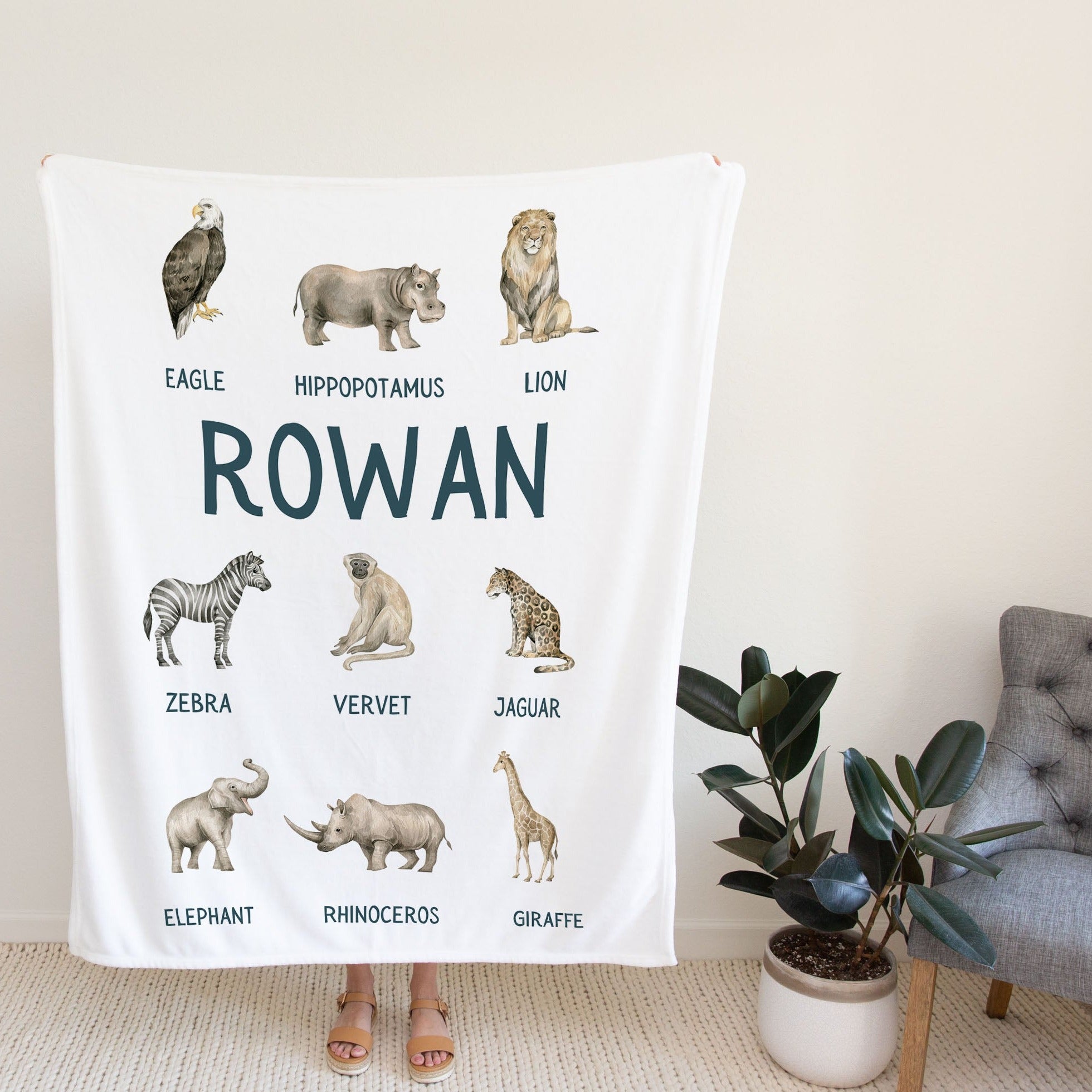 Safari Personalized Blanket for Babies and Kids