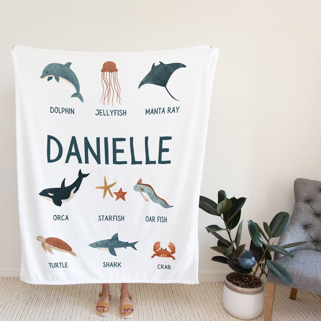 Sea Animals Personalized Blanket for Babies and Kids