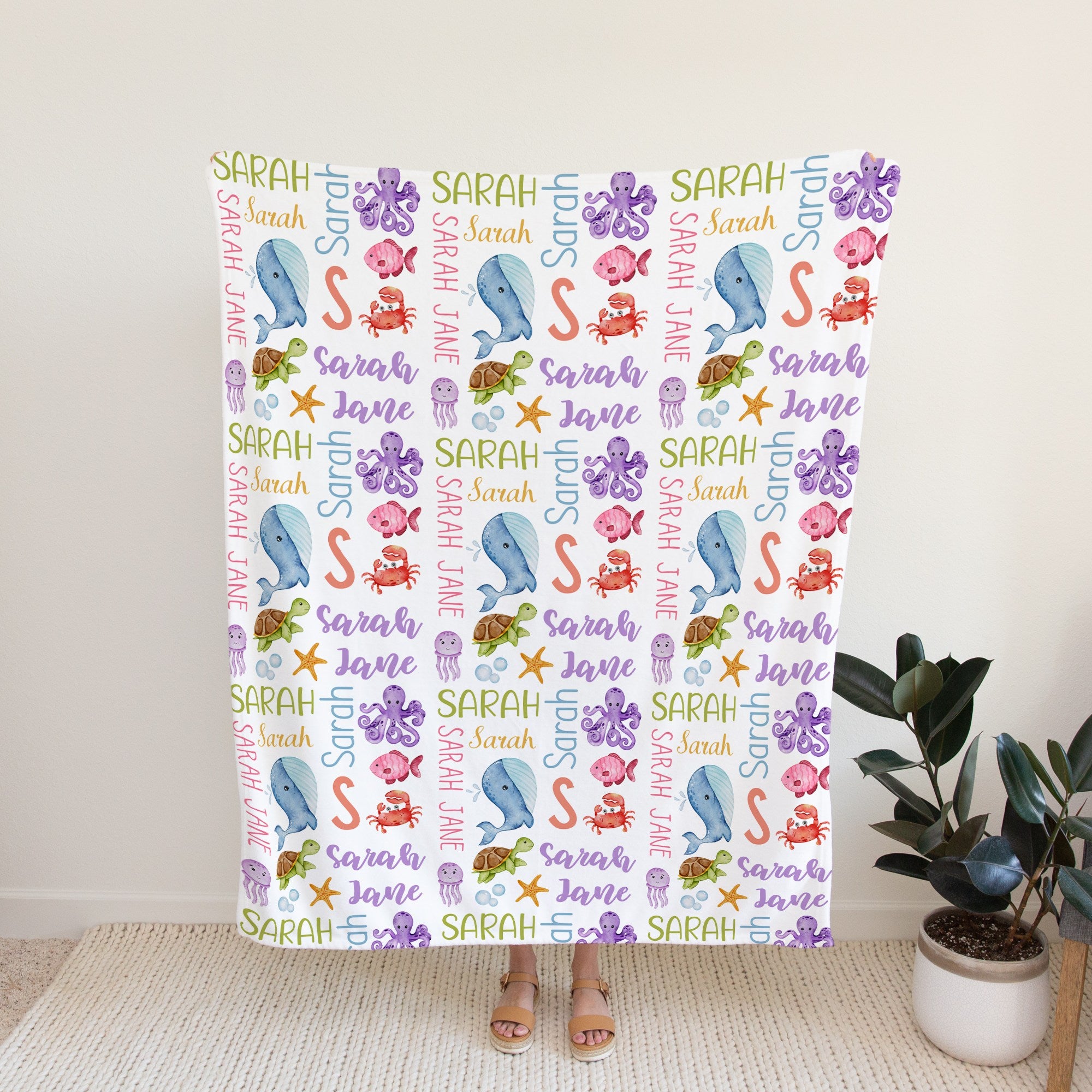 Sea Animals Personalized Blanket for Babies and Kids