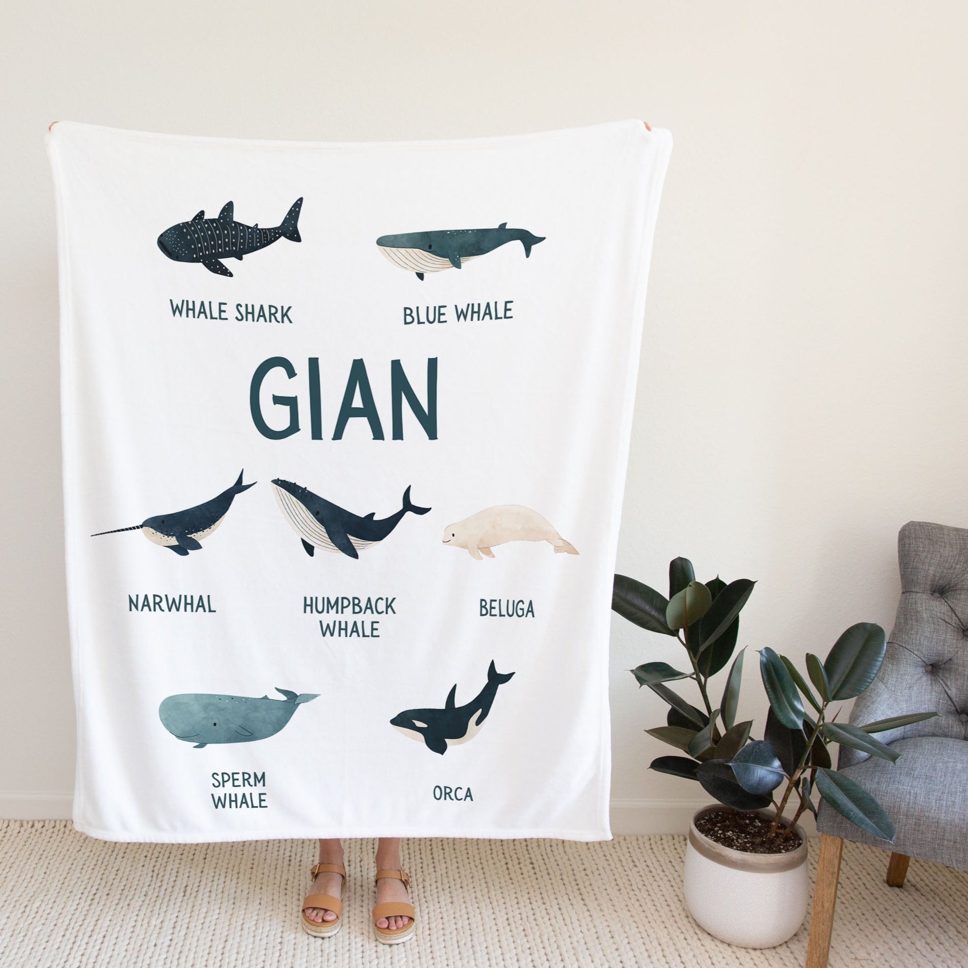 Whales Personalized Blanket for Babies and Kids