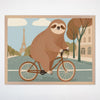 Parisian Sloth Riding Bicycle Wall Art for Nursery, Playroom or Kids Bedrooms - Whimsical Animal Decor - Chill Wheels