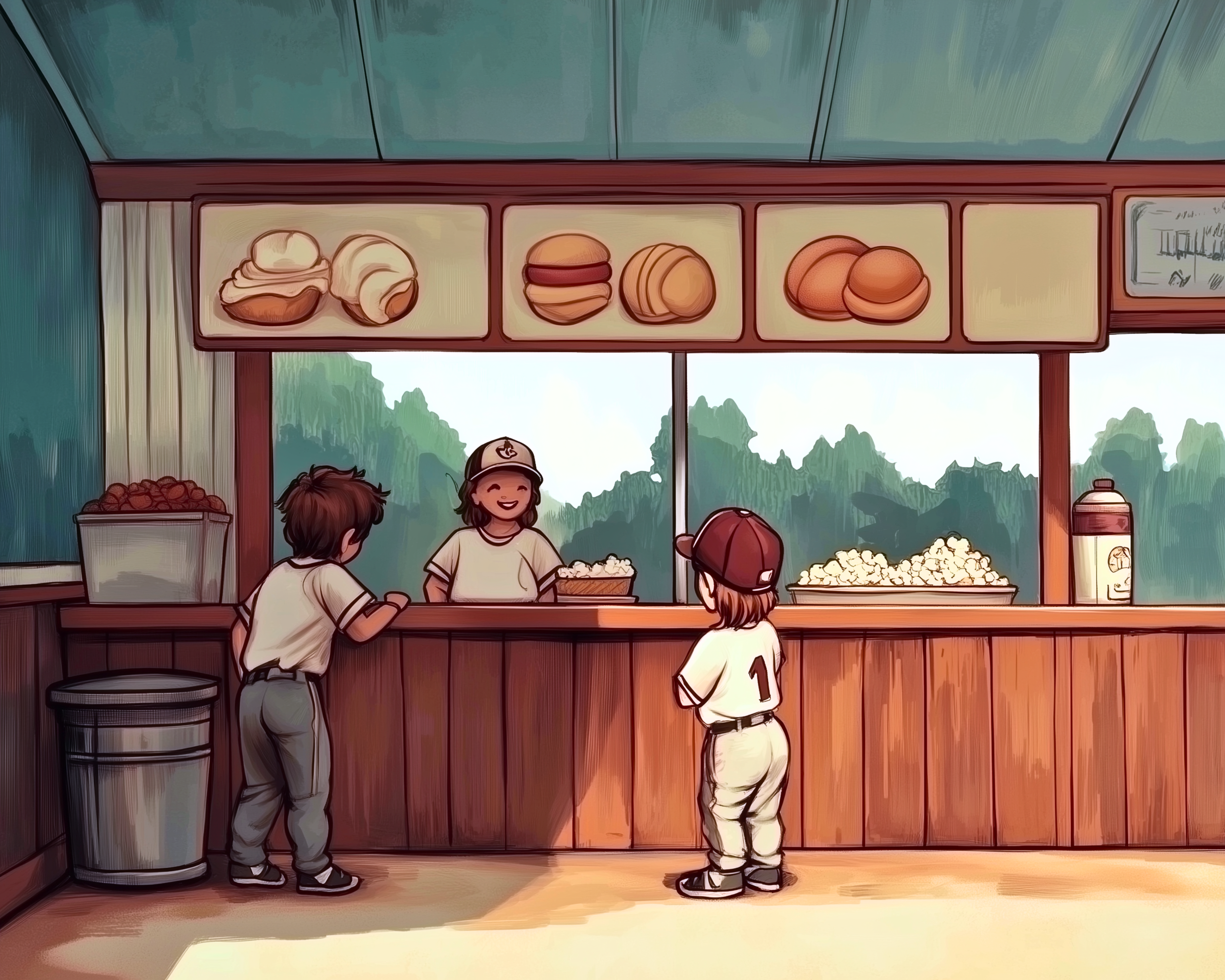 Baseball Sport Wall Art for Nursery, Playroom or Kids Bedrooms - Snack Stand Fun at the Ballpark - Snack Stand Sundays