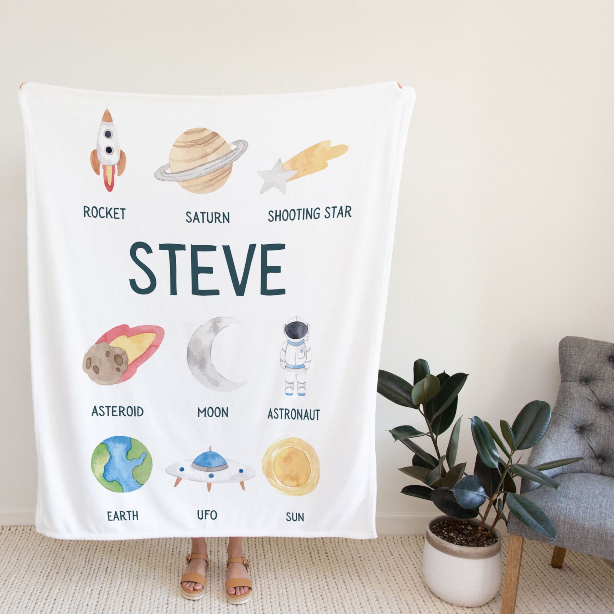 Space Personalized Blanket for Babies and Kids