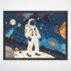 Astronaut Space Wall Art for Nursery, Playroom or Kids Bedrooms - Cosmic Adventure with Planets and Stars - Cosmic Stroll
