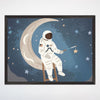 Astronaut on the Moon Wall Art for Nursery, Playroom or Kids Bedrooms - Dreamy Space Adventure Decor - Starlight Angler