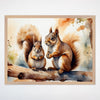 Squirrel Friends Wall Art for Nursery, Playroom or Kids Bedrooms - Woodland Animal Watercolor Decor - Acorn Adventures