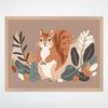 Woodland Friends Squirrel Wall Art for Nursery, Playroom or Kids Bedrooms - Earthy Forest Decor - Nutty Explorer