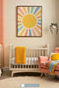 Sun Wall Art for Nursery, Playroom or Kids Bedrooms - Cheerful Rainbow Sunshine Decor - Sunburst