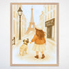 Dog Adventure Travel Wall Art for Nursery, Playroom or Kids Bedrooms - Charming Watercolor Parisian Decor - Parisian Stroll