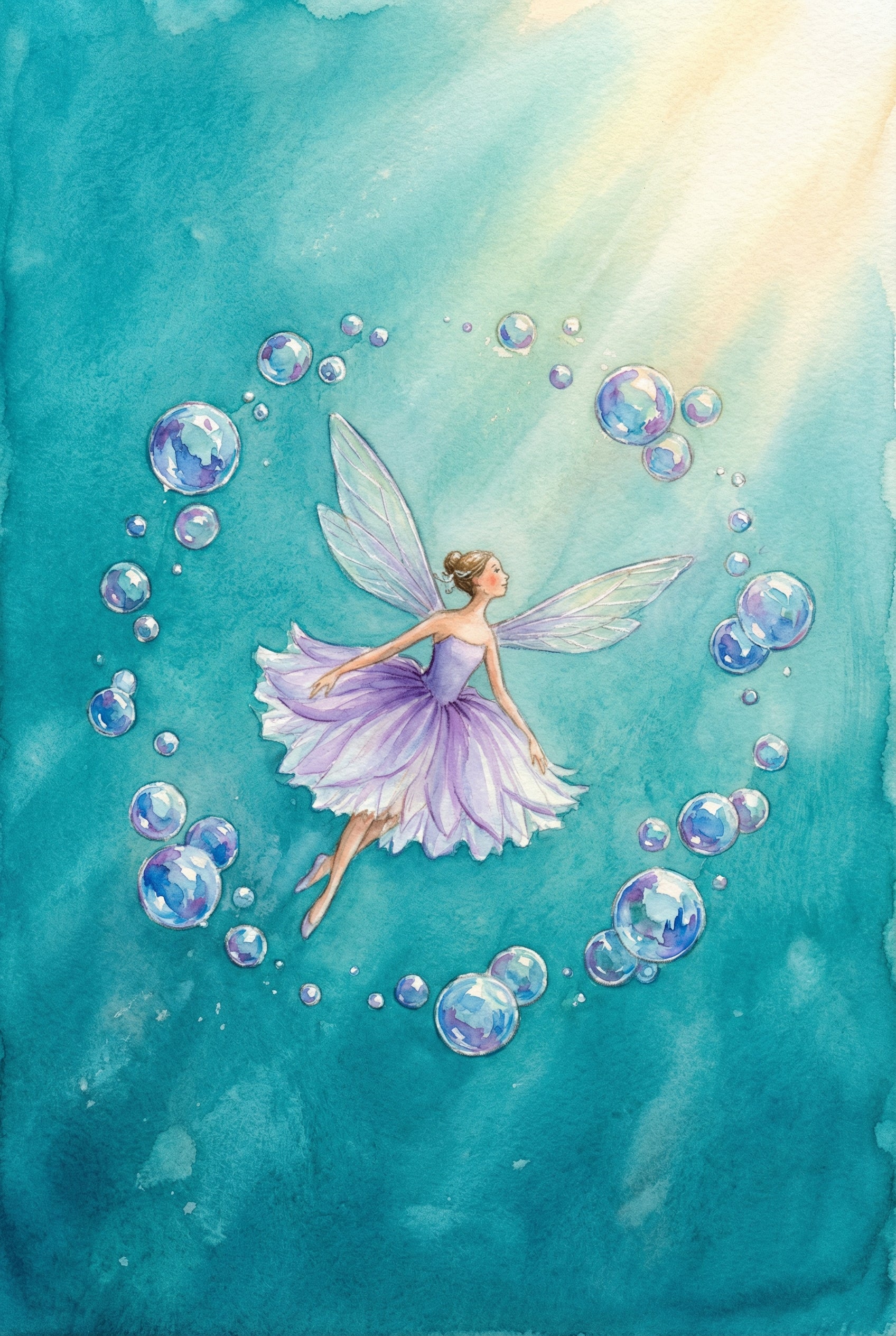 Underwater Fairy Wall Art - Ethereal Bubble Dance