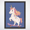 Skateboarding Unicorn Wall Art for Nursery, Playroom or Kids Bedrooms - Colorful Rainbow Decor - Rollin' Rainbow