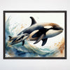 Whale and Calf Wall Art for Nursery, Playroom or Kids Bedrooms - Watercolor Ocean Life Decor - Orca Joy