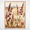 Wildflower Wall Art for Nursery, Playroom or Kids Bedrooms - Rustic Purple Blooms in Soft Meadow Landscape - Lavender Bloom