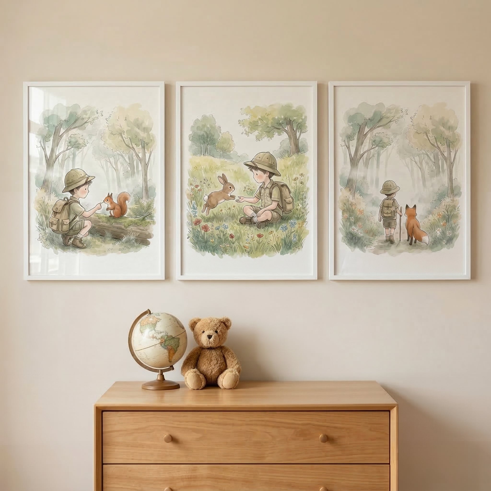 Woodland Adventure Wall Art Set of 3 - Forest Friend Adventures