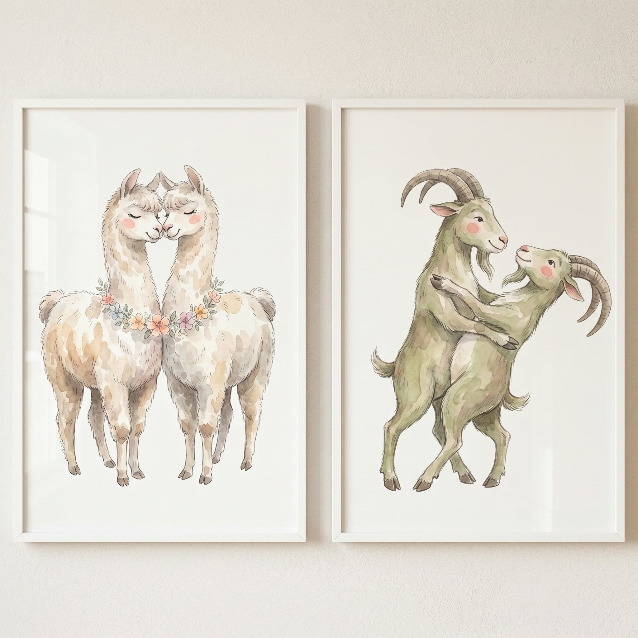 Affectionate Farm Animals Wall Art Set of 2 - Sweet Farm Bonds