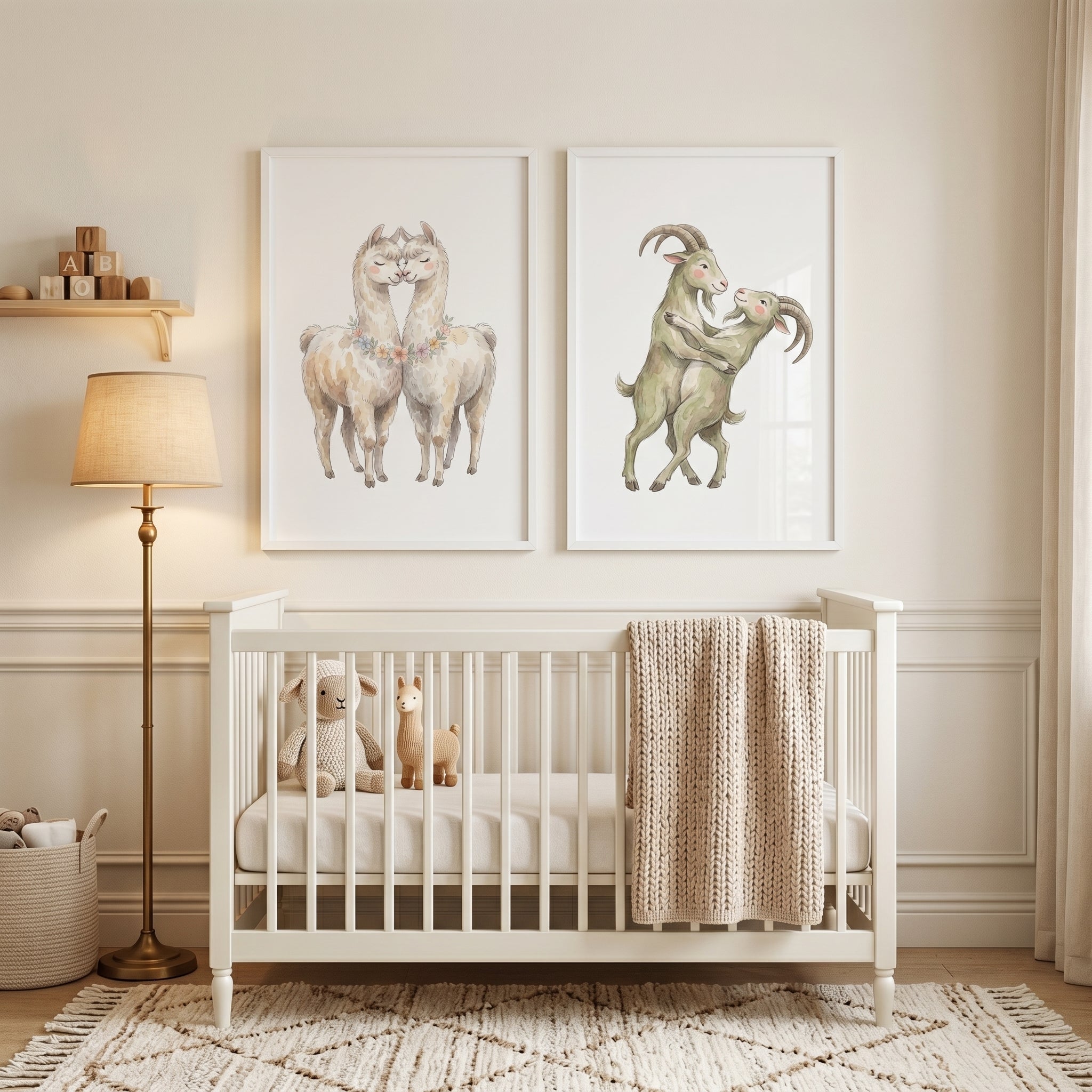Affectionate Farm Animals Wall Art Set of 2 - Sweet Farm Bonds