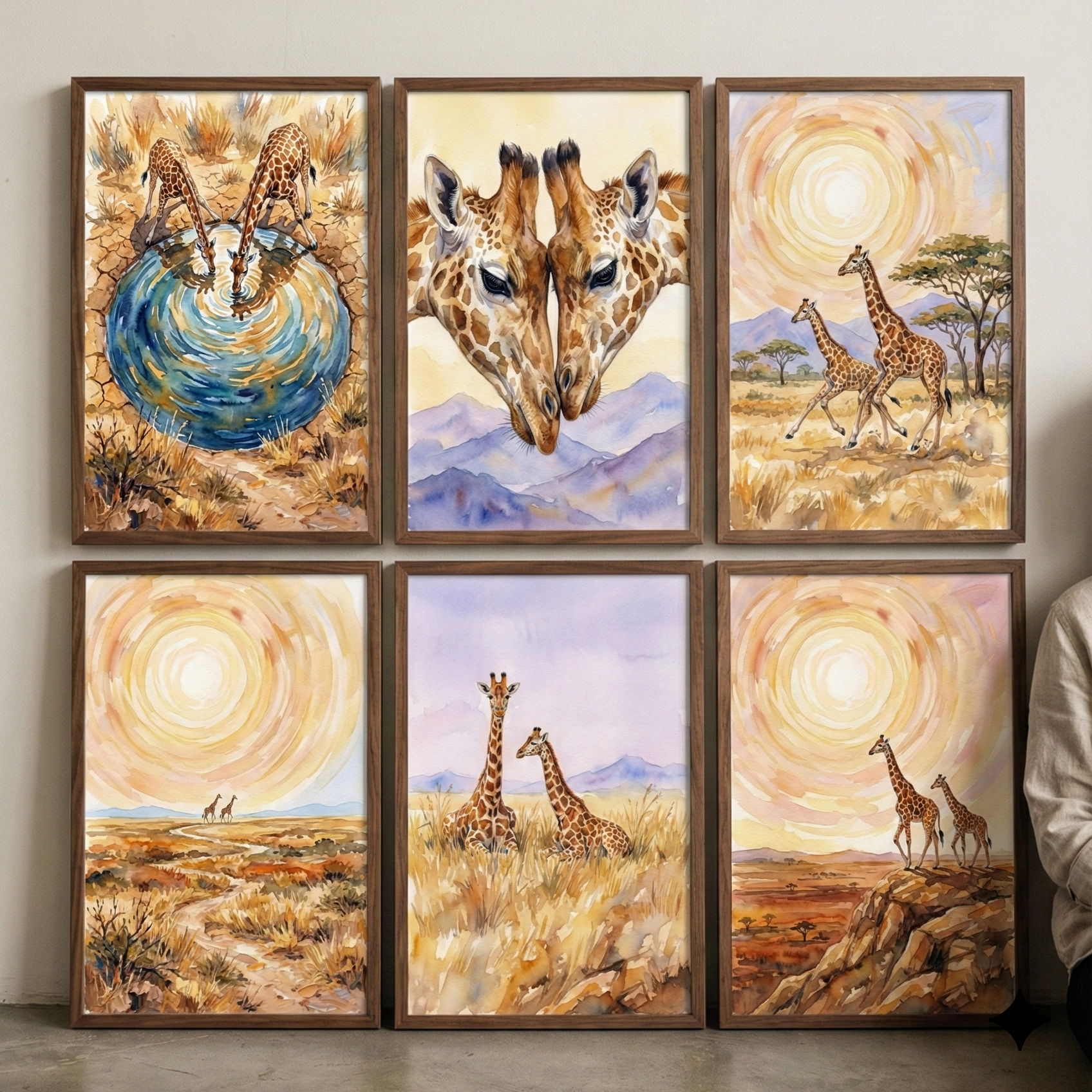 Safari Giraffe Nursery Wall Decor Set of 6 - Savanna Sun Serenity