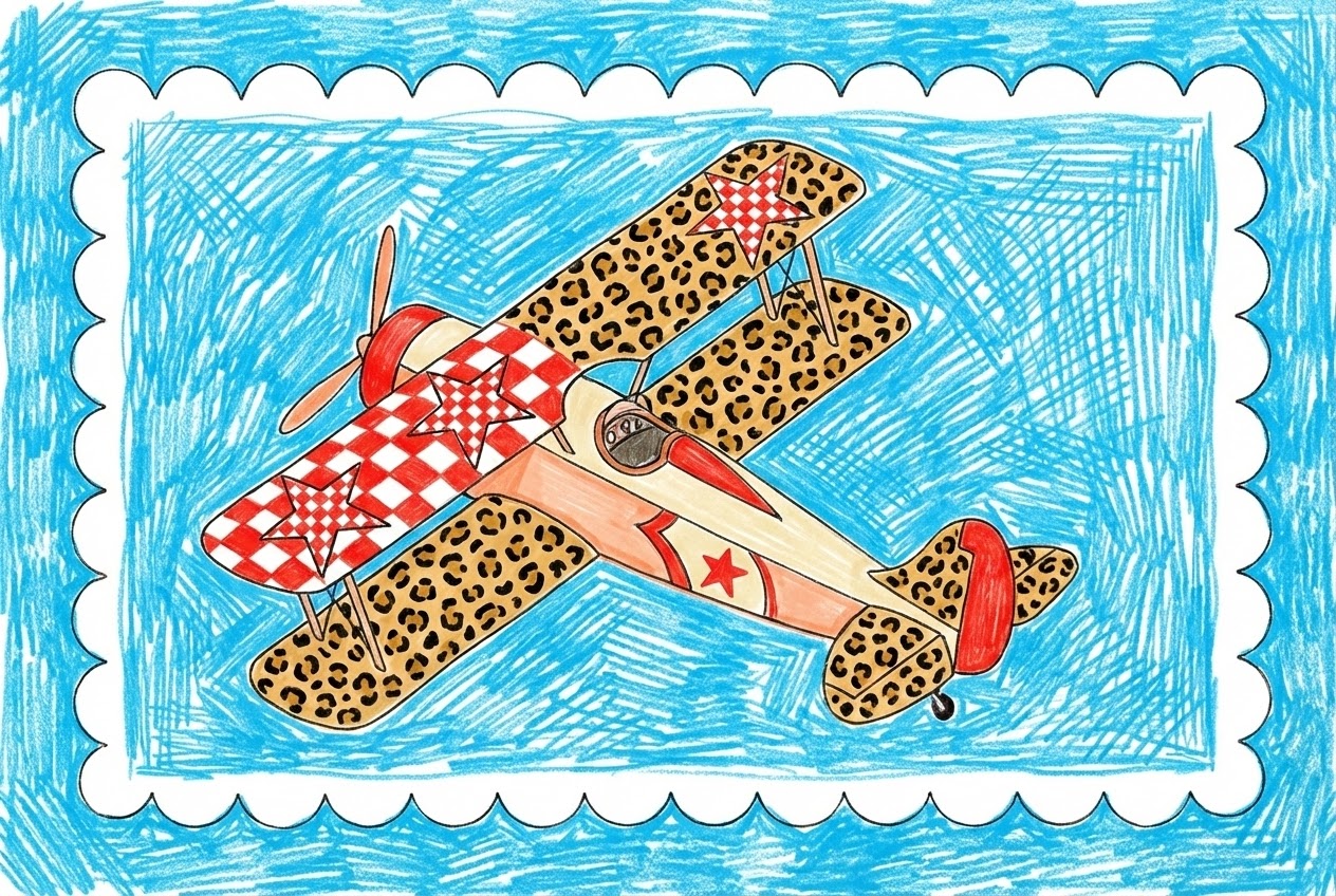 Checkered Biplane Airplane Framed Wall Art | Kids & Nursery Decor by Teepee Joy