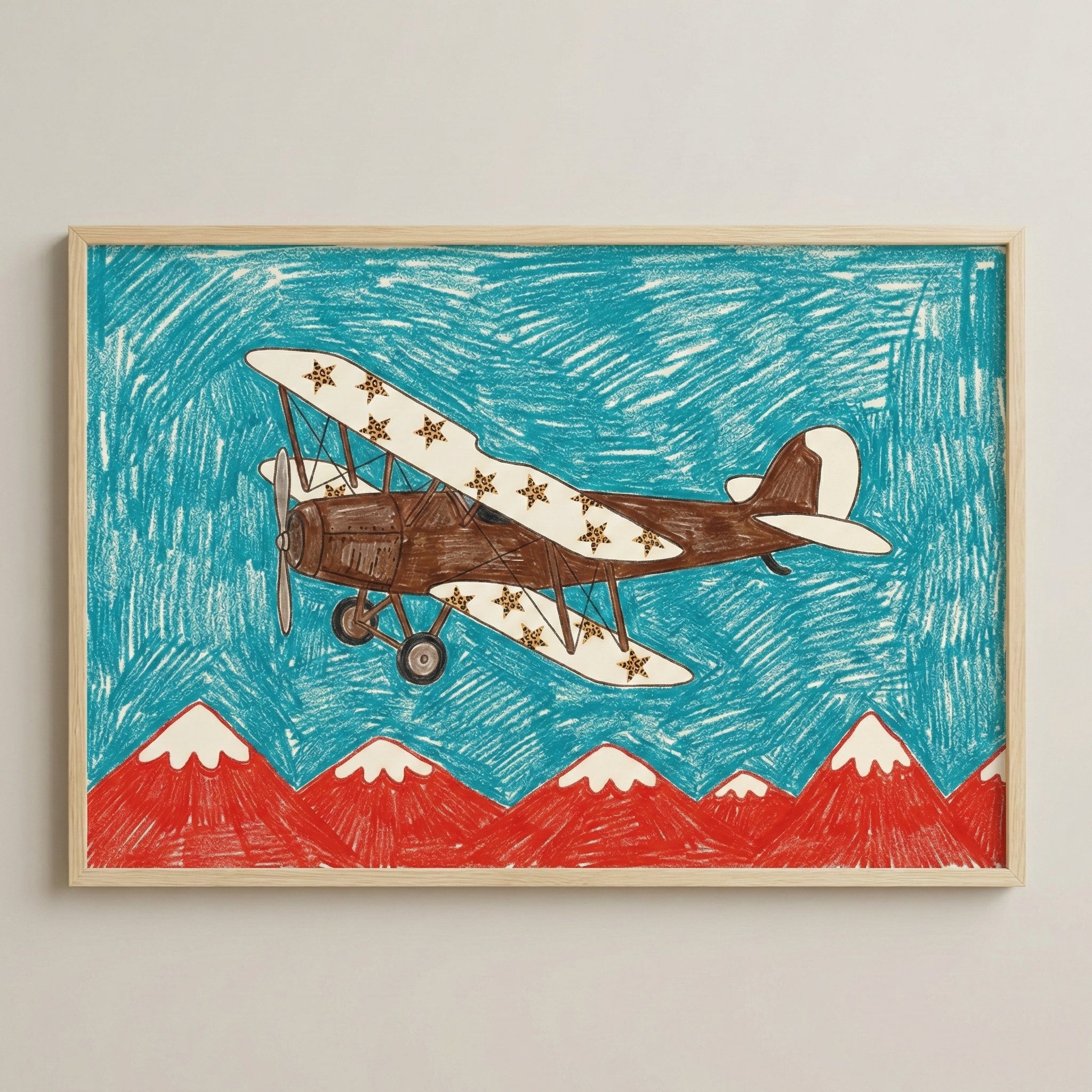 Starry Sky Flight - Airplane Framed Wall Art for Nursery, Playroom or Kids Bedrooms
