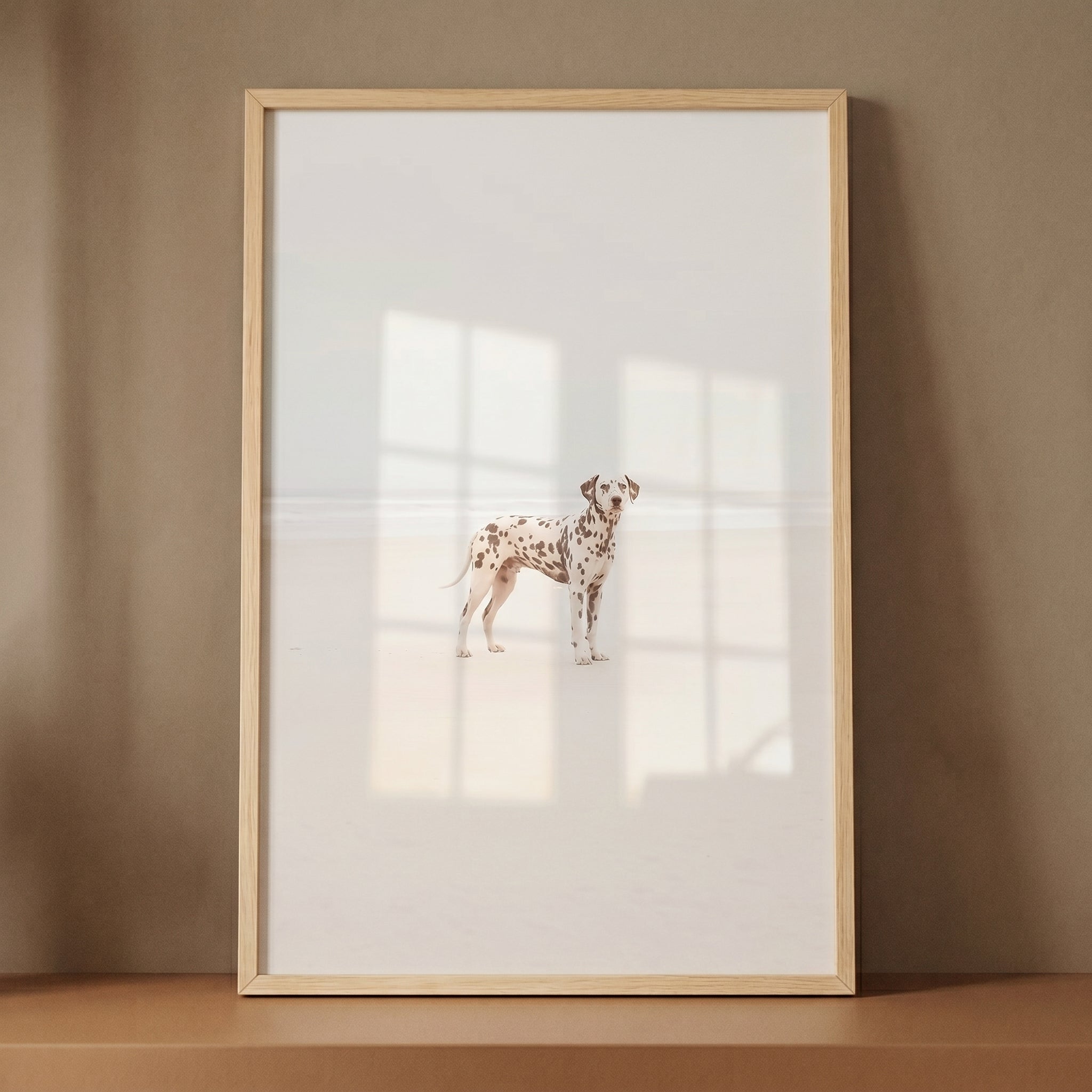 Airy Coastal Minimalist Dog Wall Art - Speckled Beach Silence