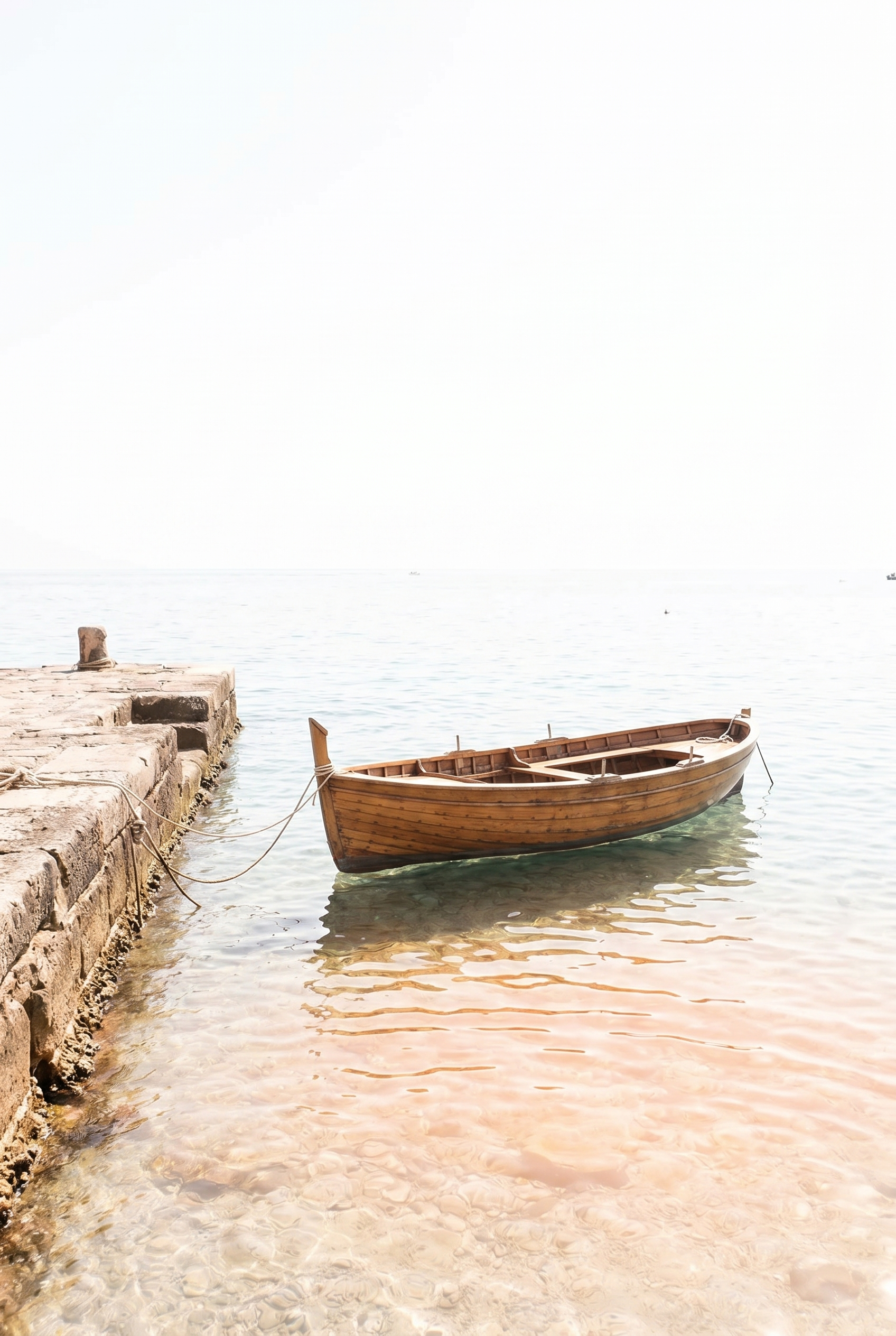 Airy Coastal Wooden Boat Wall Art - Tranquil Boat Dock