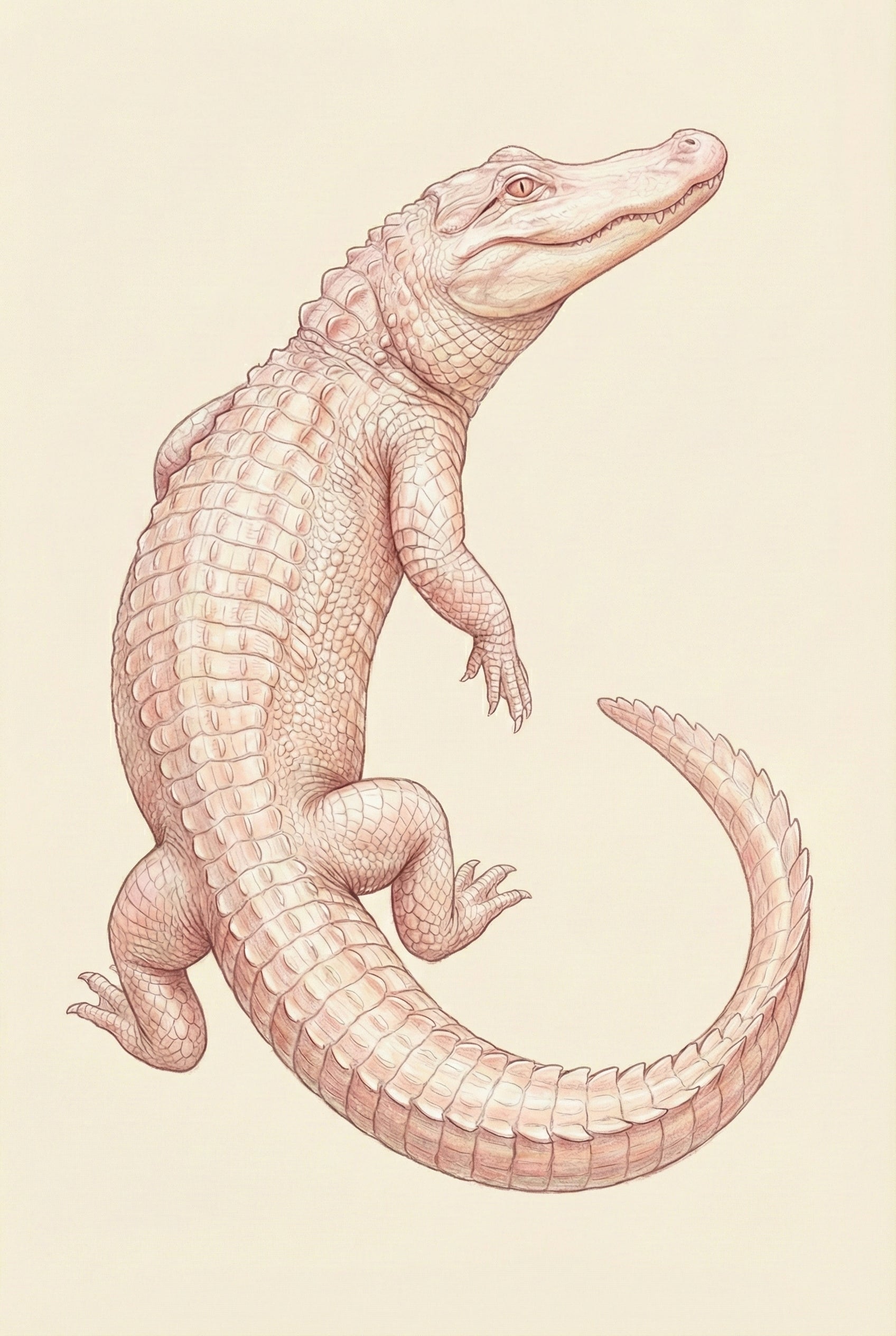 Albino Alligator Art - Ivory Scaled Reptile