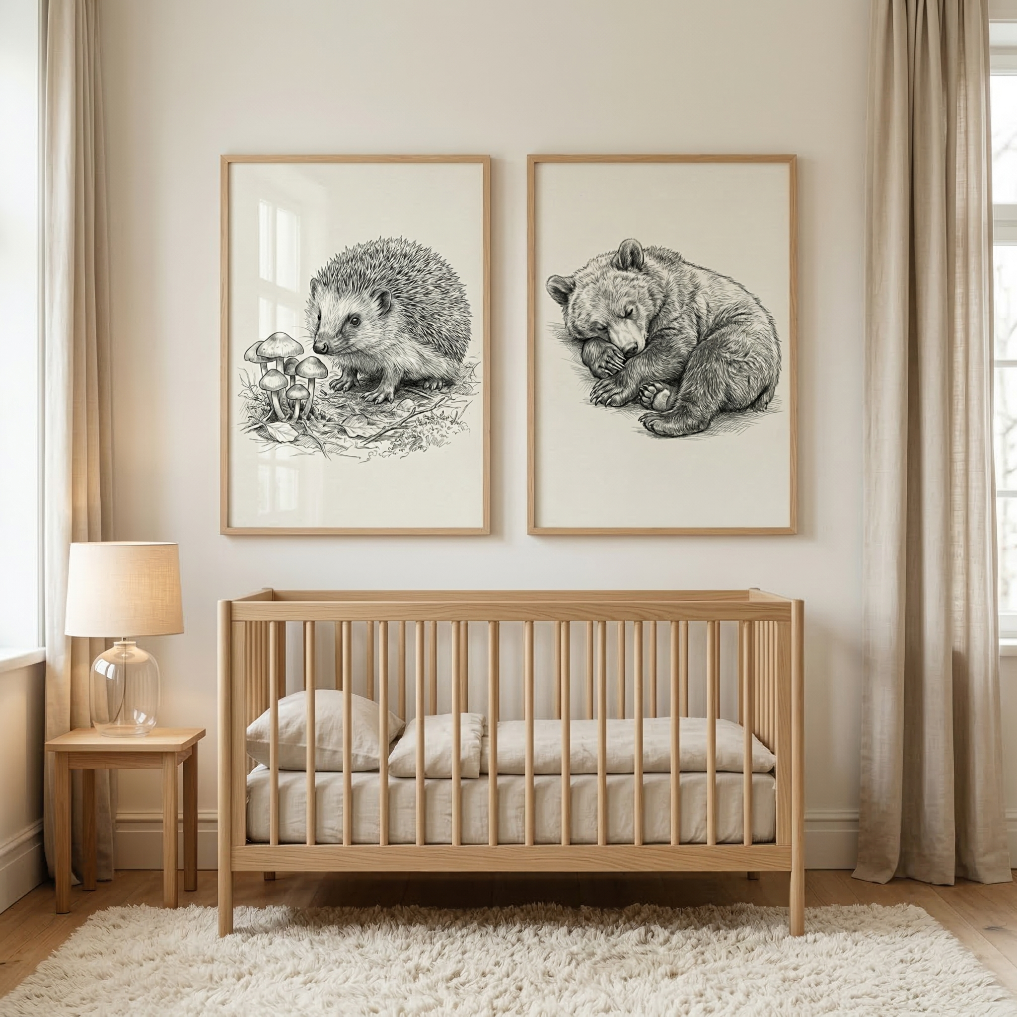 Forest Animals Wall Art Set of 2 - Woodland Animal Art