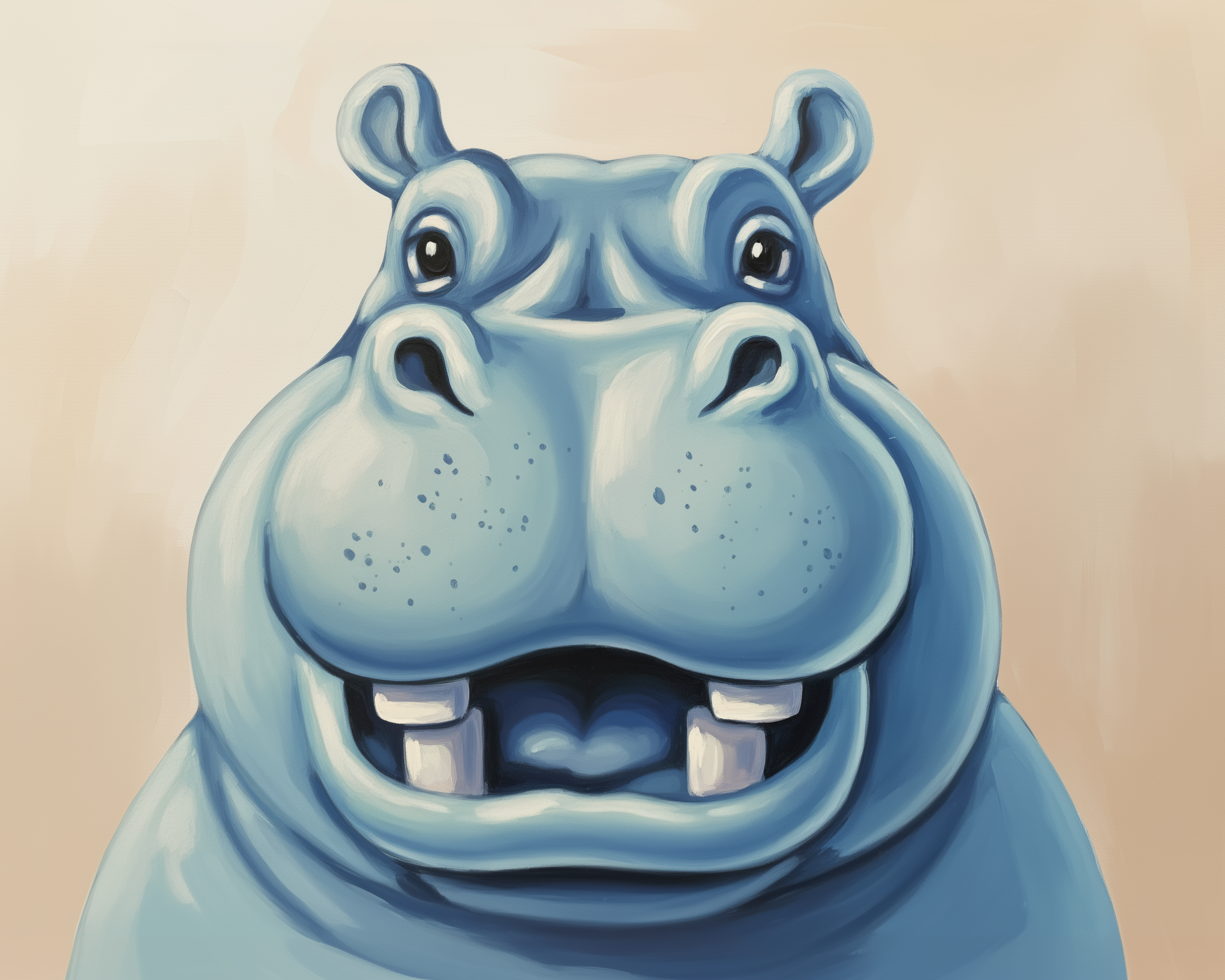 Big Blue Smile - Animal Wall Art for Nursery, Playroom or Kids Bedrooms
