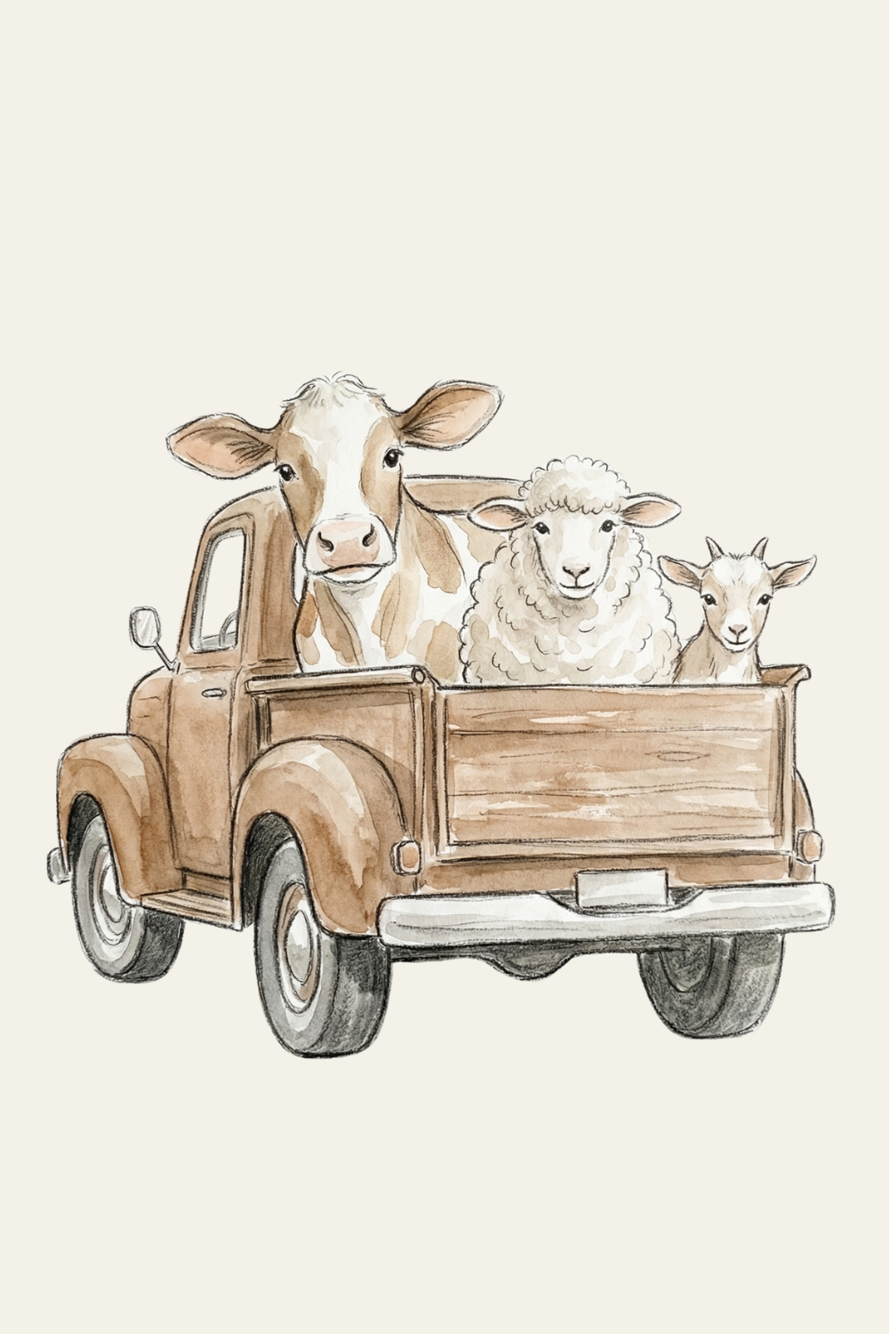 Antique Truck Farm Animal Wall Art - Farm Friends Truck