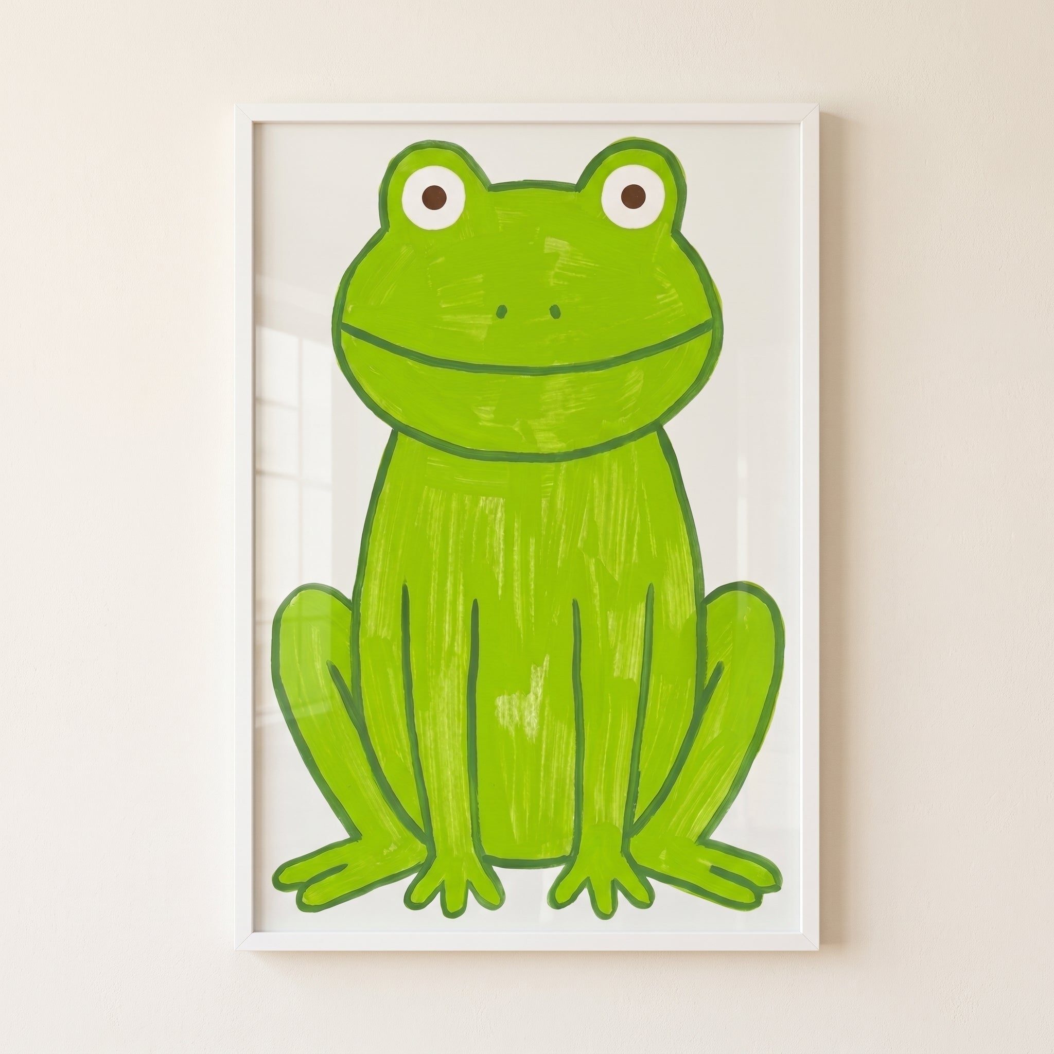 Apple Green Textured Frog Wall Art - Happy Green Frog