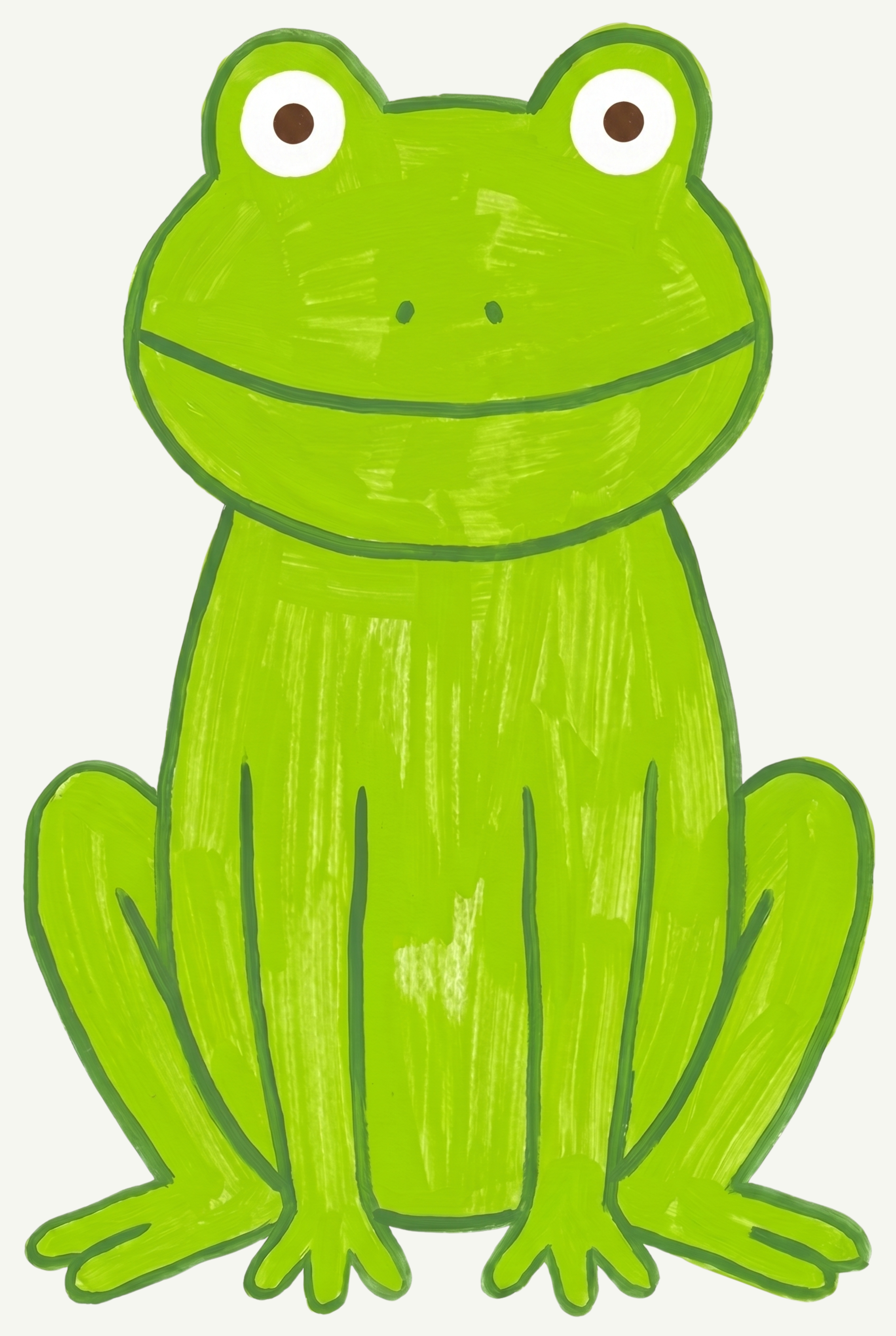 Apple Green Textured Frog Wall Art - Happy Green Frog