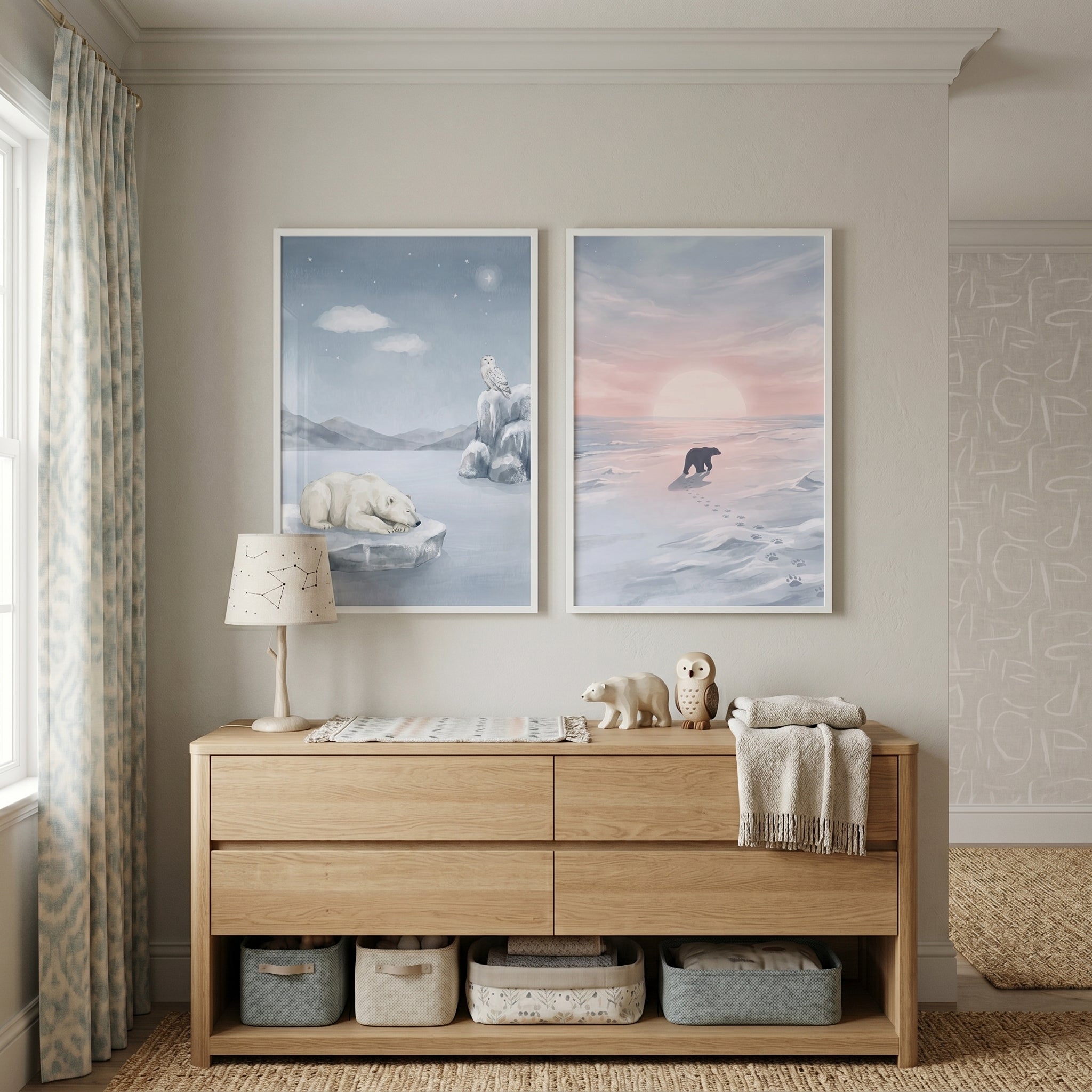 Arctic Wilderness Polar Bear Wall Art Set of 2 - Arctic Spirit Journey