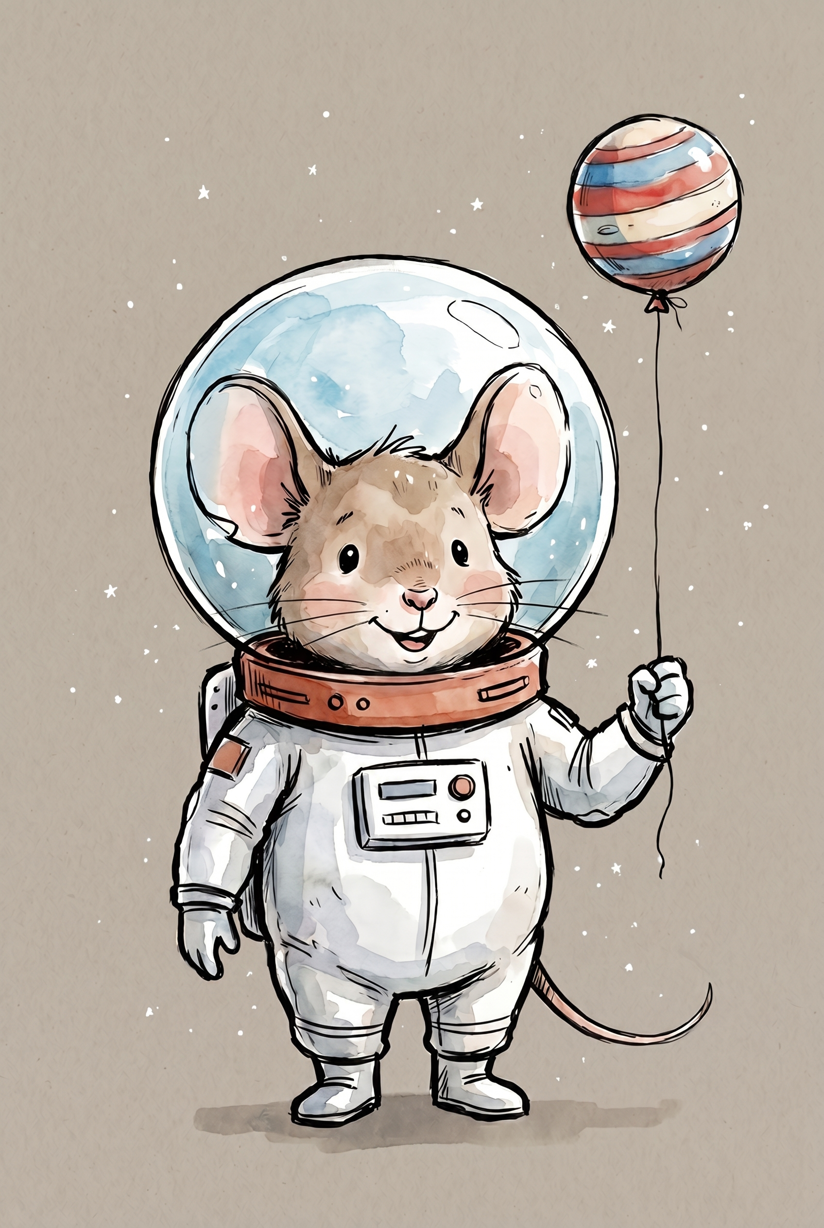 Astronaut Mouse Wall Art - Tiny Space Explorer