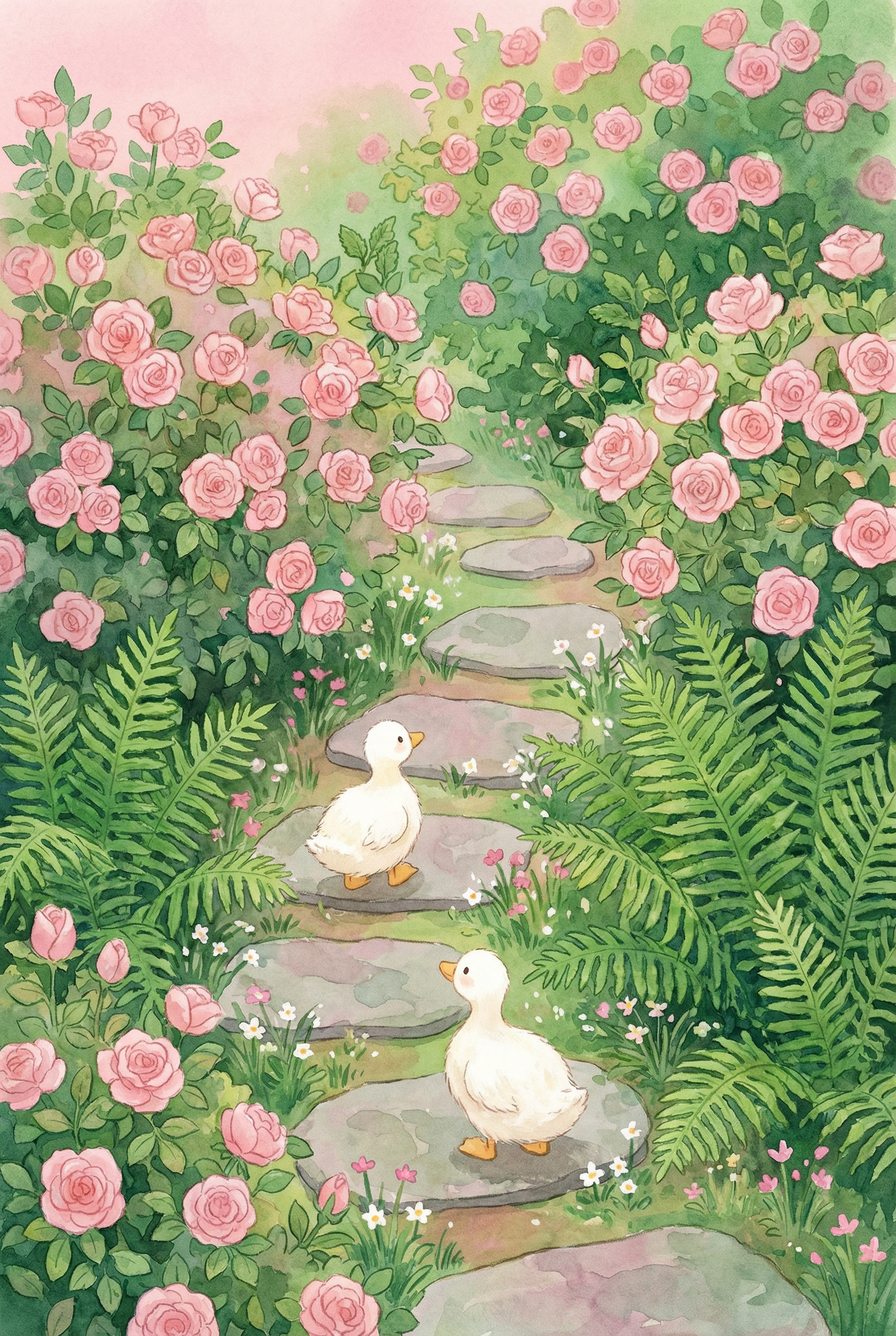Baby Ducks Garden Wall Art - Rosy Garden Path