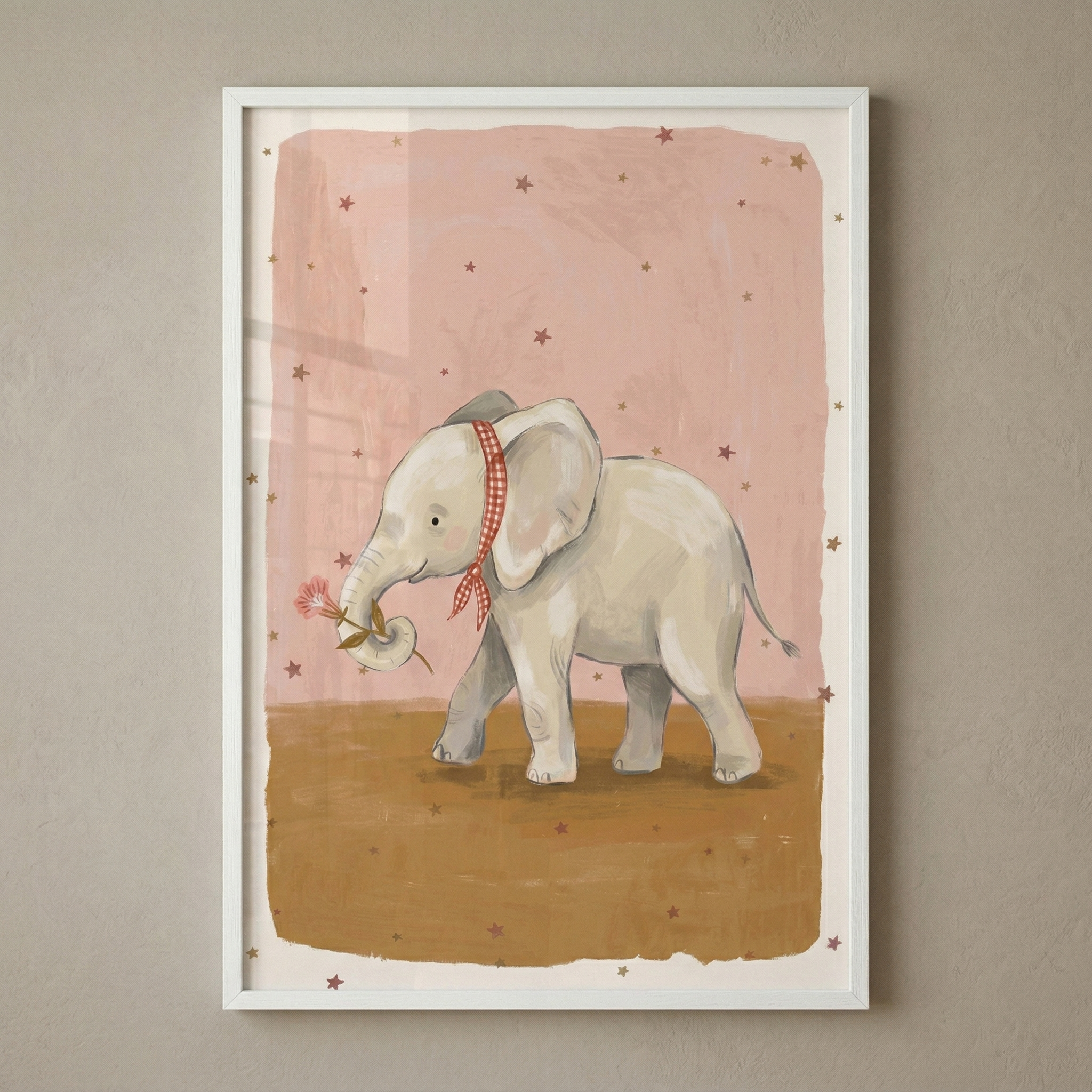 Baby Elephant Nursery Wall Art - Sweet Blossom Elephant