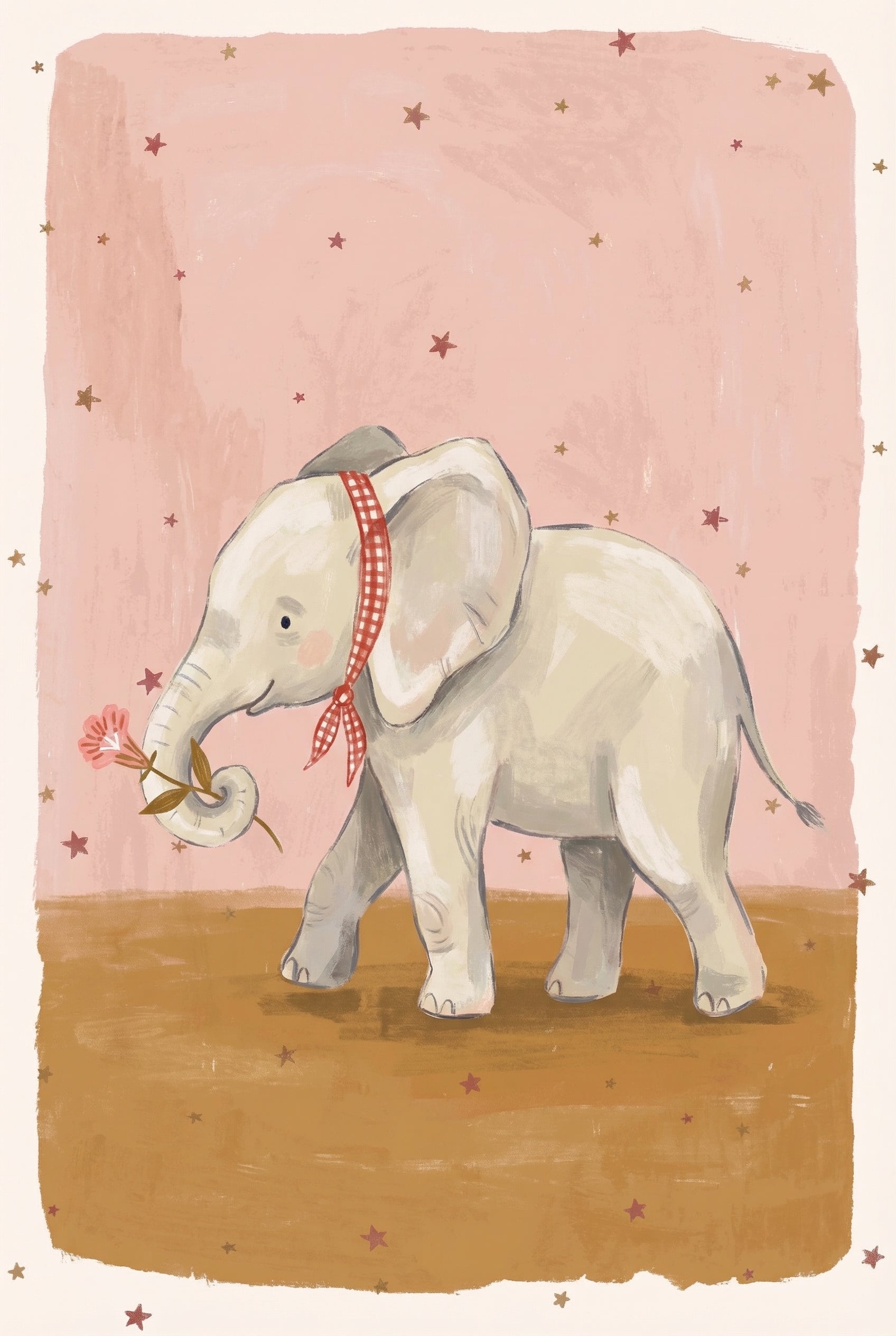 Baby Elephant Nursery Wall Art - Sweet Blossom Elephant