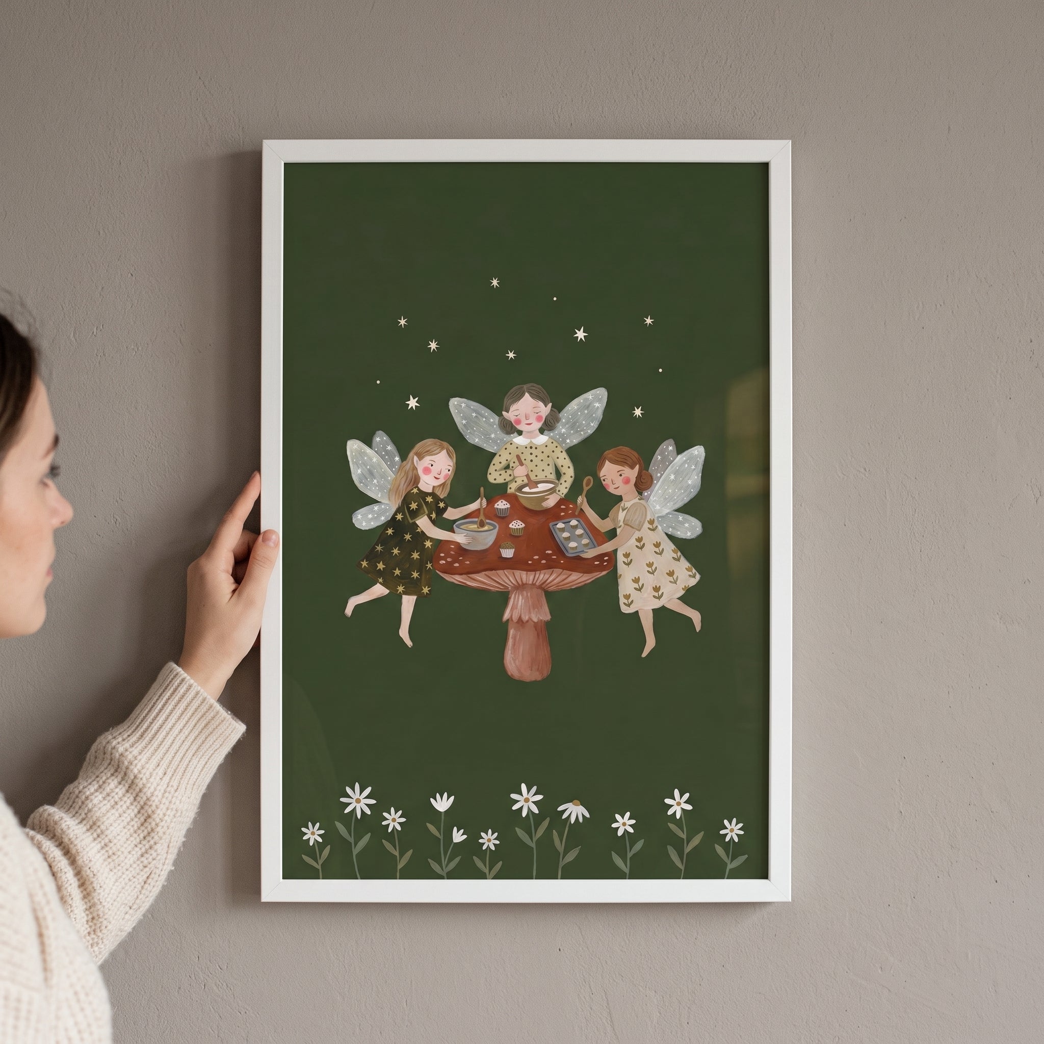 Baking Mushroom Garden Fairies Wall Art - Fairy Forest Bakery