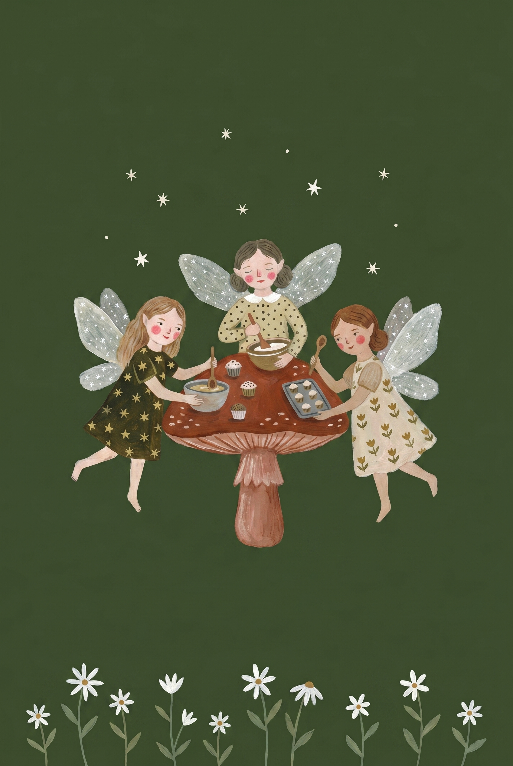 Baking Mushroom Garden Fairies Wall Art - Fairy Forest Bakery