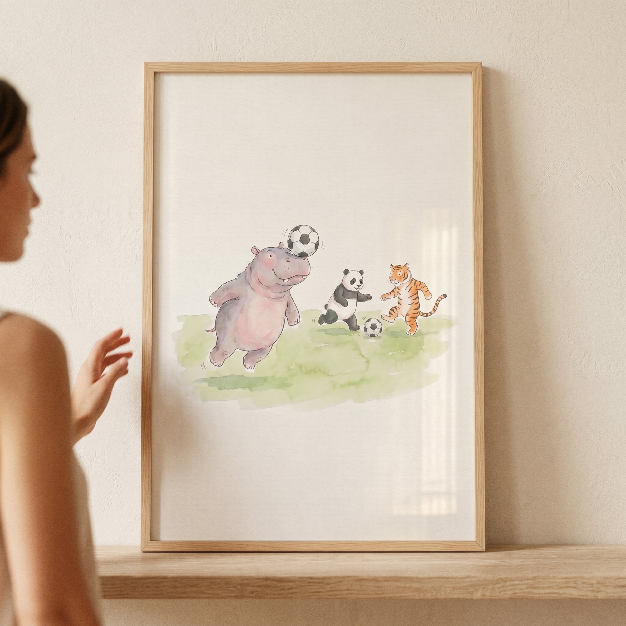 Balancing Soccer Ball Animals Wall Art - Wild Soccer Friends