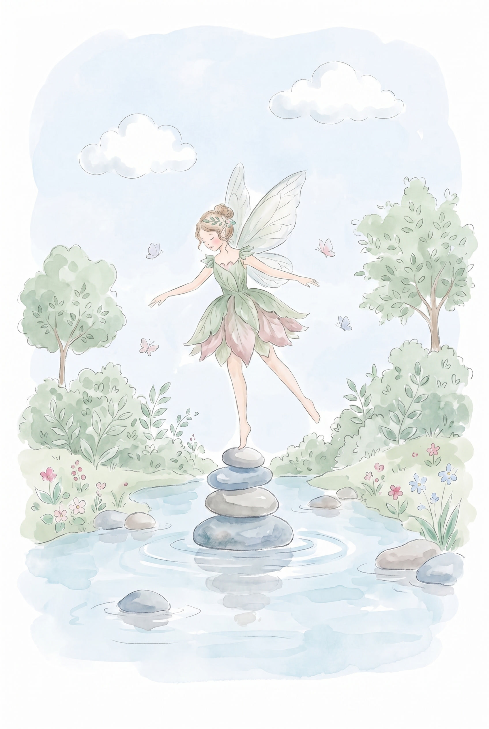 Balancing Stone Fairy Wall Art - Whimsical Forest Fairy